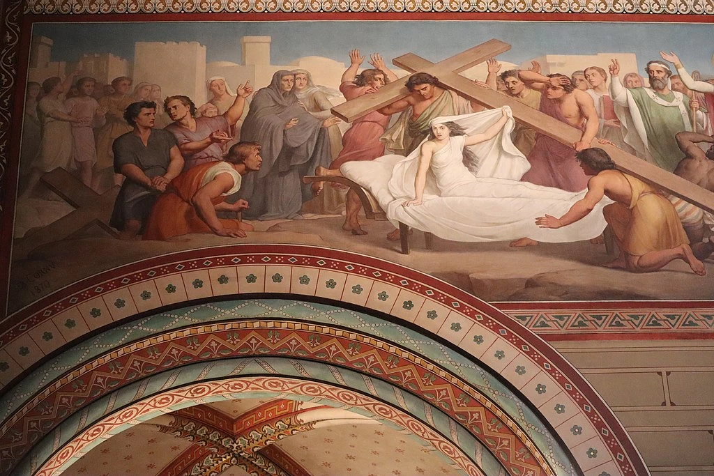 Hippolyte Flandrin - Murales dell'Abbazia di Saint, Germain, des, Prés, L'invenzione della croce